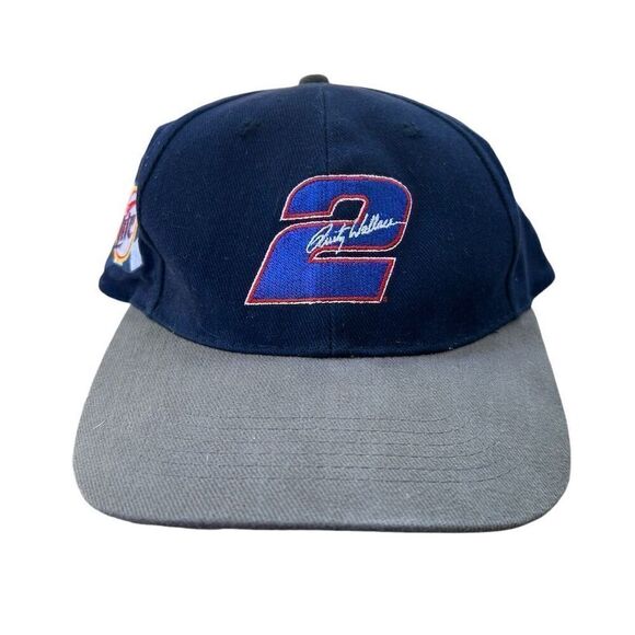 Vintage Rusty Wallace #2 Miller Lite NASCAR Strapback Hat Blue Unisex - Picture 1 of 5